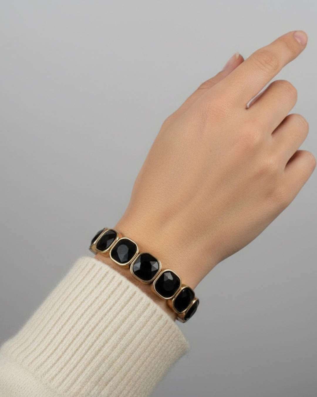 Gem Stone Armband stretch - Schwarz