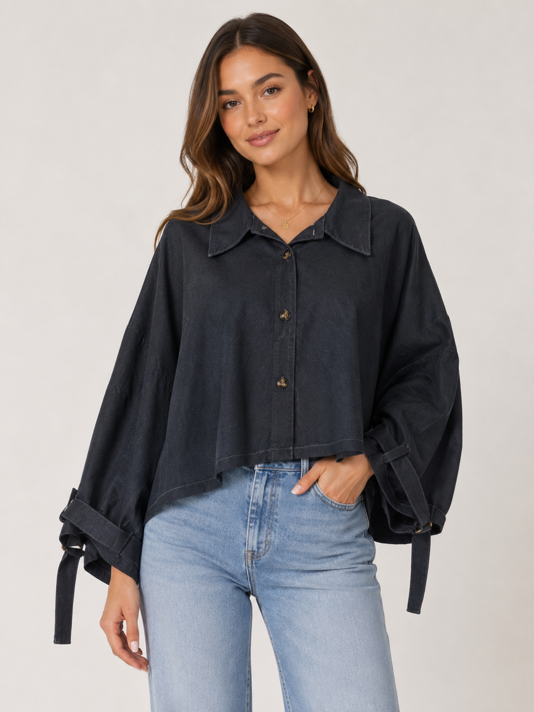 Tina Oversized Jeansjacke - Dunkelblau
