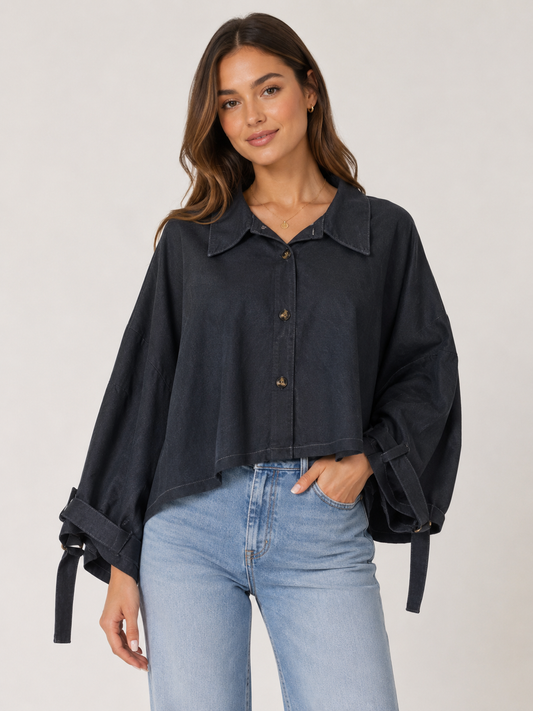 Tina Oversized Jeansjacke - Dunkelblau